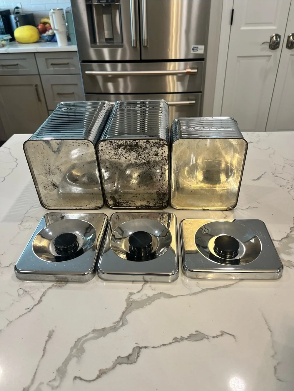 Vintage Lincoln Beautyware Kitchen Canister Set MCM